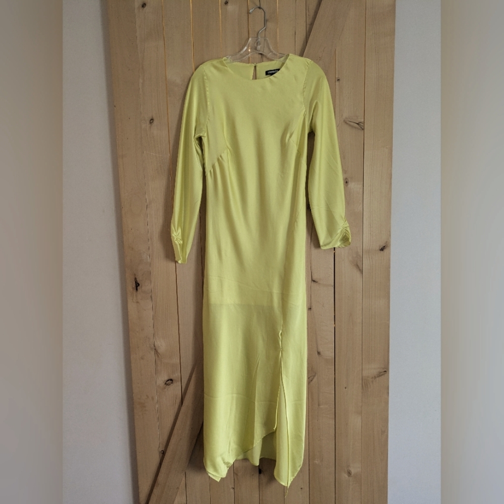 Express yellow maxi dress long sleeve small